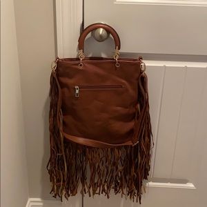 Genuine Leather Fringe Tote